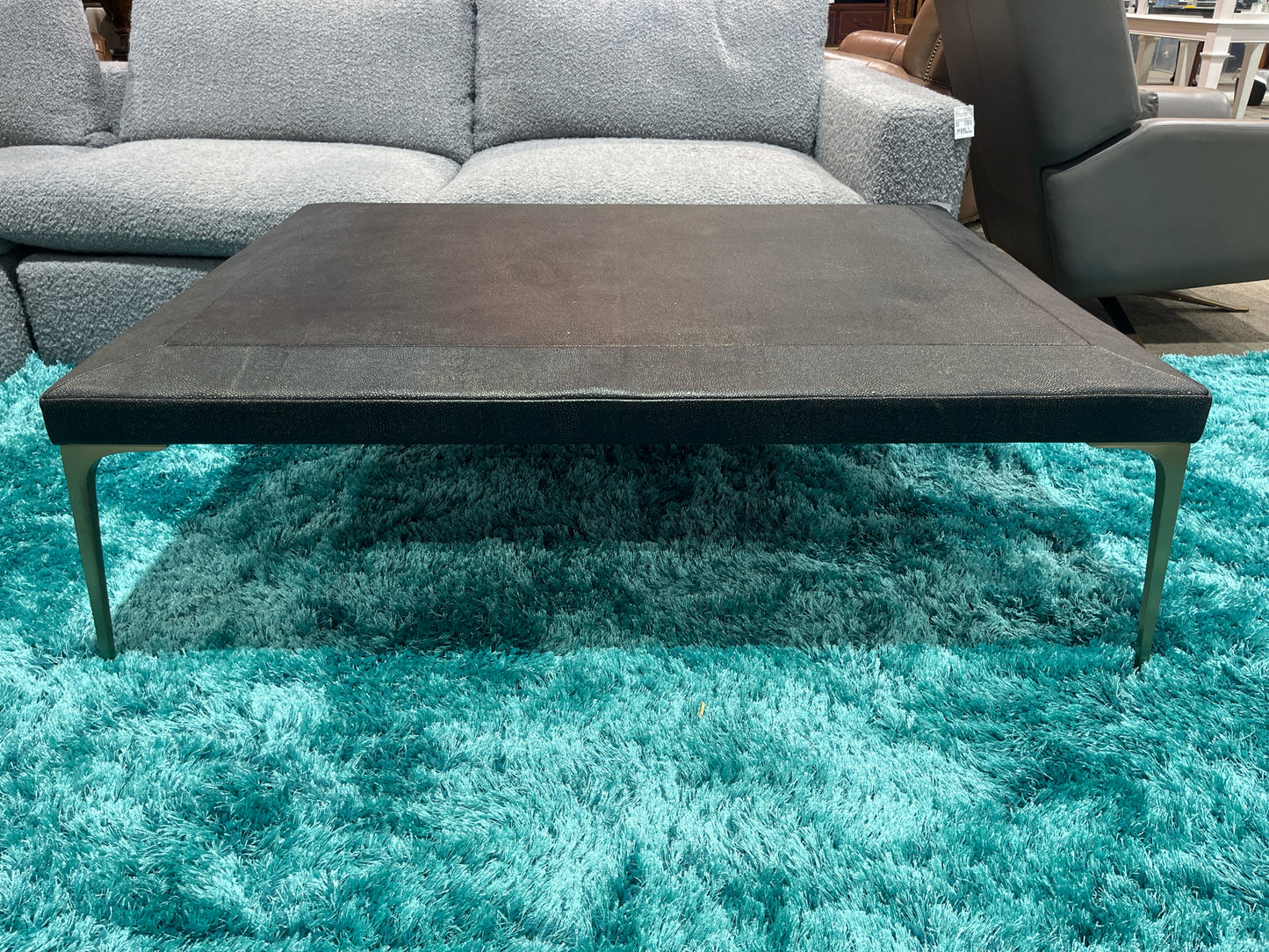 Black Shagreen Leather Coffee Table