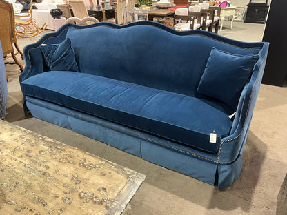 Emerson Bentley Blue Velvet Sofa & 2 Pillows
