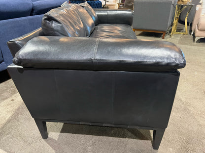 Baker Black Leather Milling Road Sofa & 3  Pillows