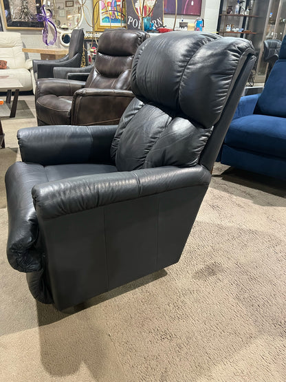 La-Z-Boy Black Leather & Wood Handle "Pinnacle" Manual Recliner