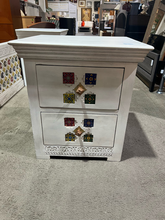 Sierra Living Concepts White Mosaic Wood Nightstand