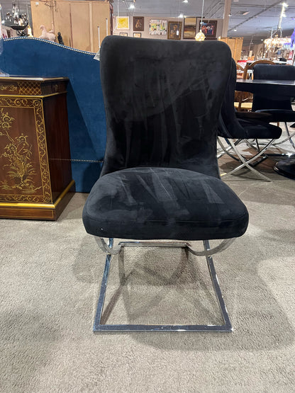 Table & Chairs Black Mahogany Wood & Velvet