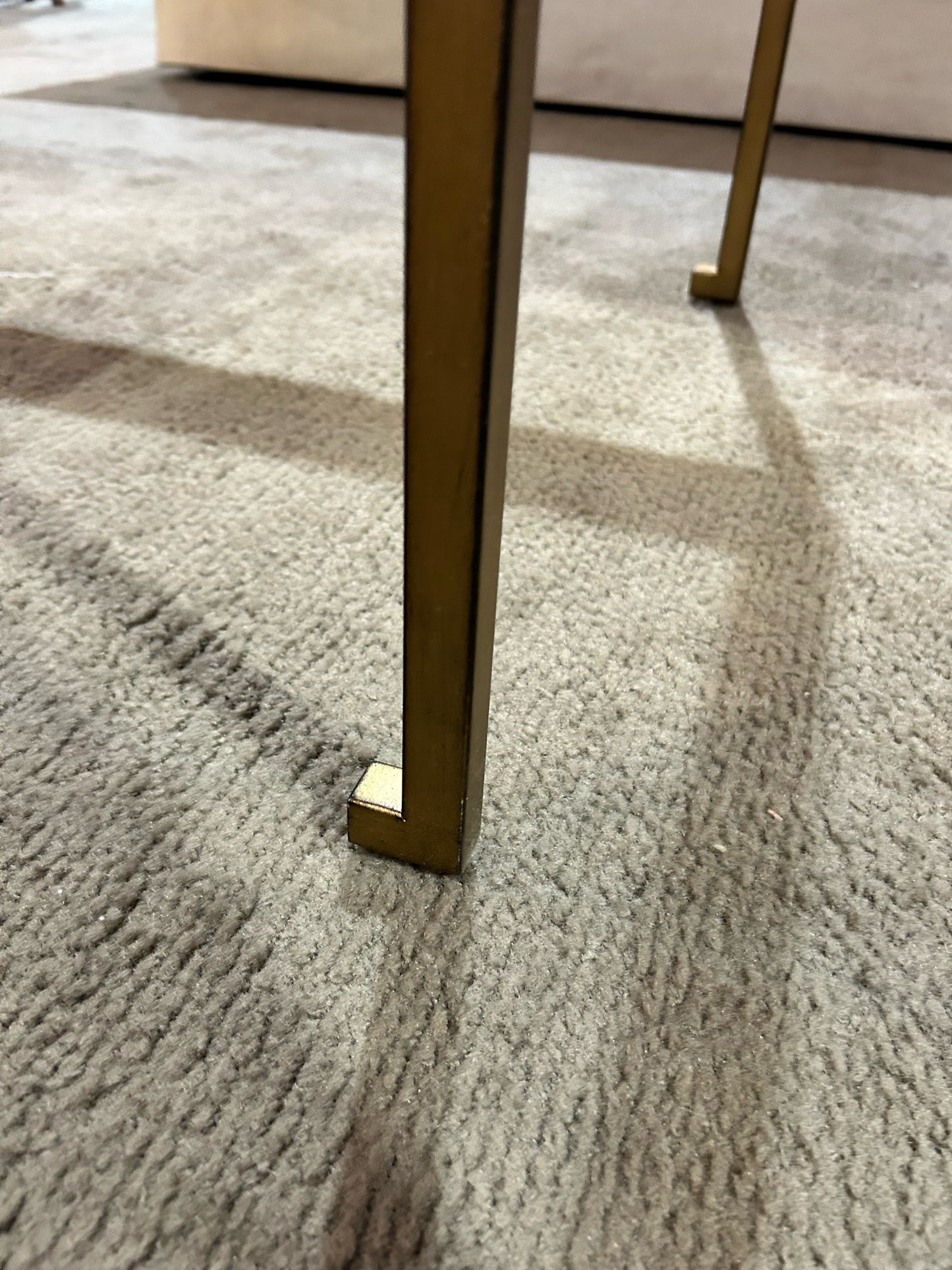 Ethan Allen Gold Glass Top & Metal Frame Coffee Table