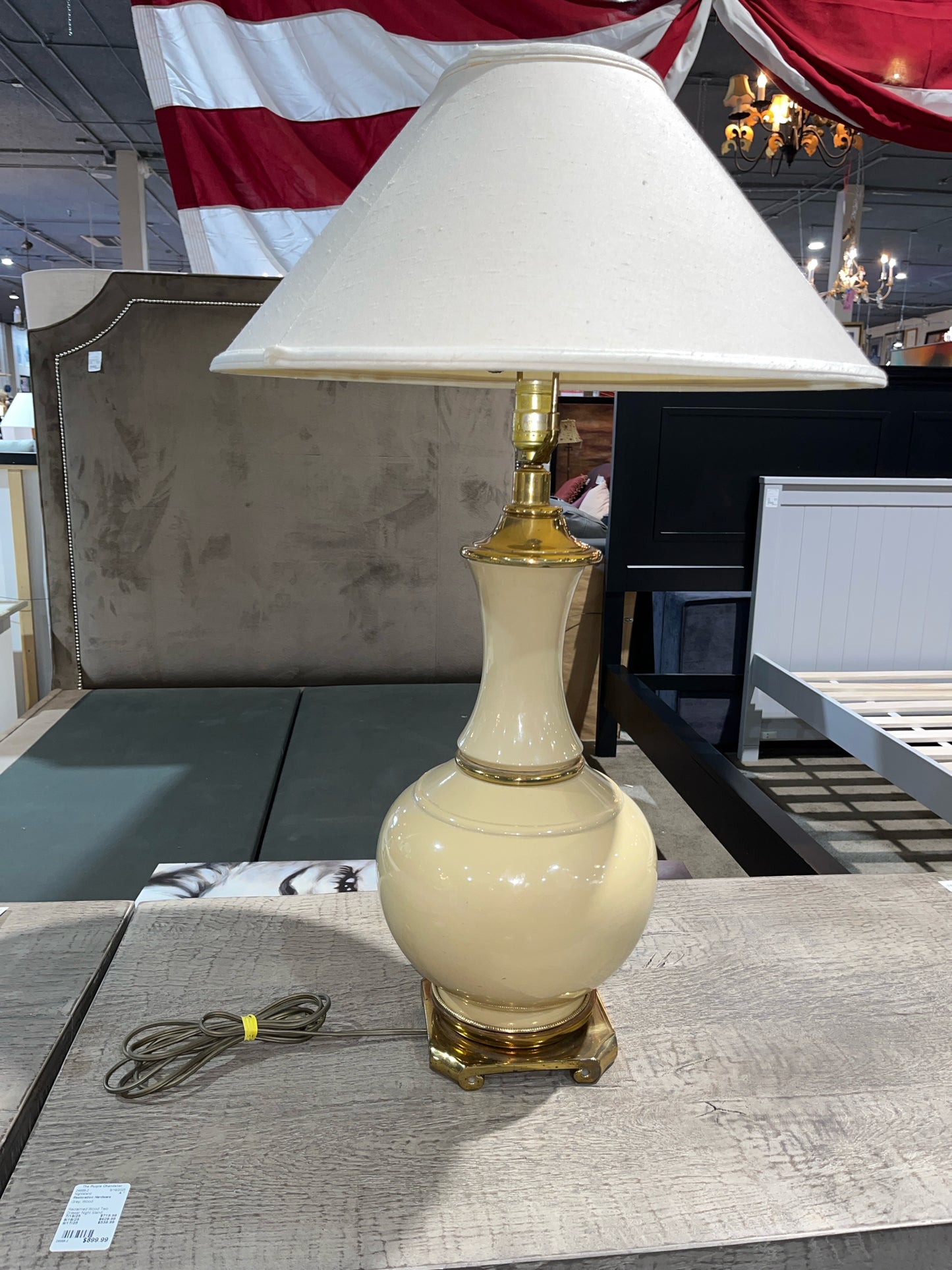Paul Hanson Cream & Gold Urn Lamp