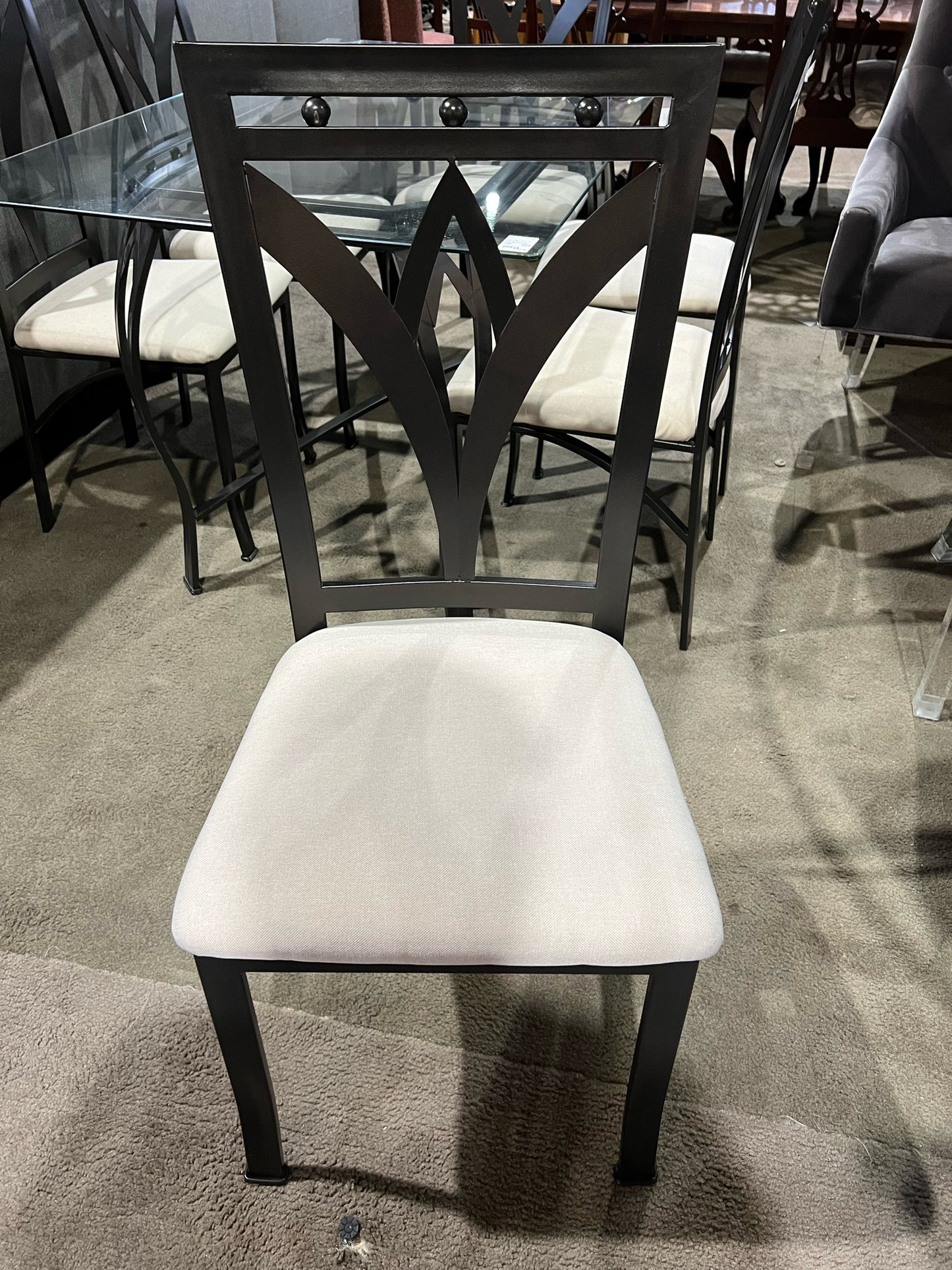 Black Metal Frame & Glass Top Hairpin Style Dining Set