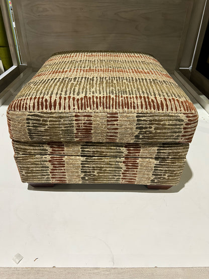 Multi Color Striped Fabric Storage Ottoman