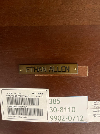 Ethan Allen Round Glass Top Coffee Table