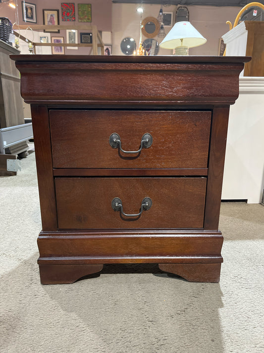 Dark Wood 2 Drawer Nightstand