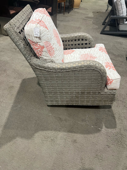 Braxton Culler Gray Wicker & Floral Fabric Outdoor Rocking Chair