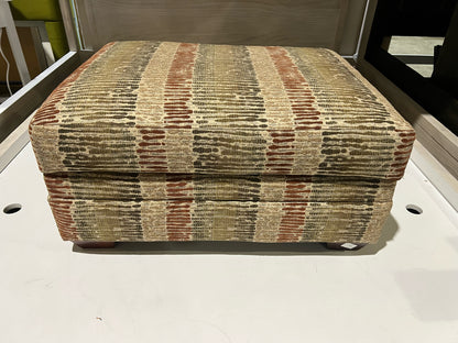 Multi Color Striped Fabric Storage Ottoman