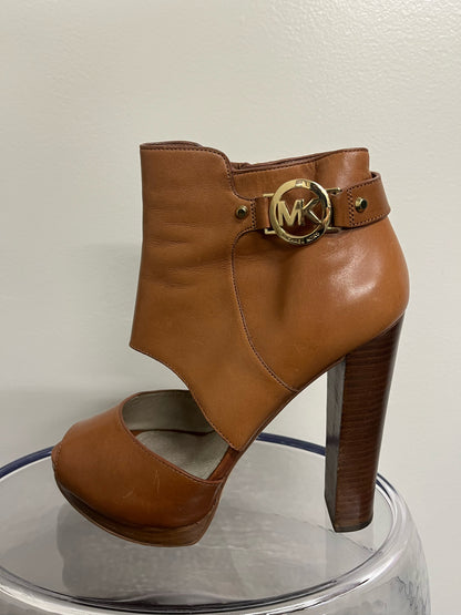 Michael Kors Tan Leather Platform Peep-toe Heels