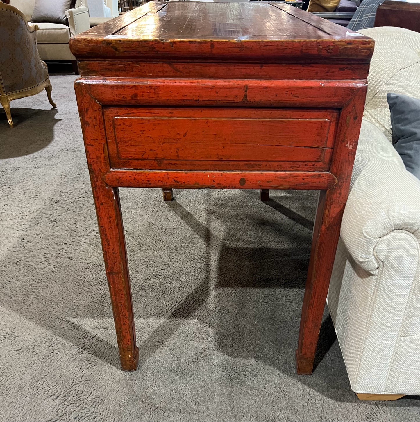 Rustic Red 3 Drawer Wood Console Table