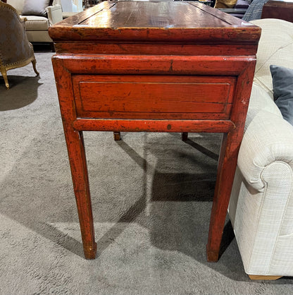 Rustic Red 3 Drawer Wood Console Table