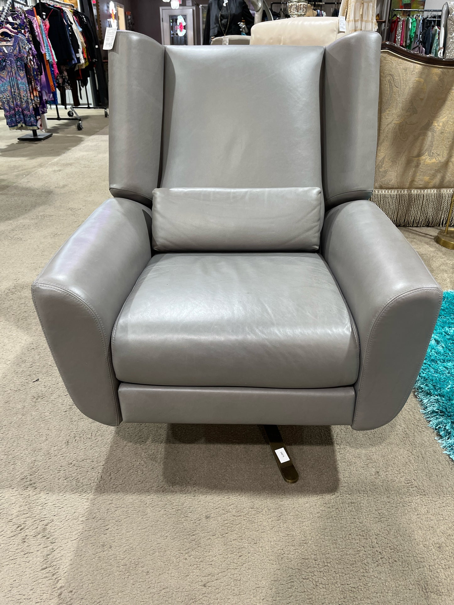 Restoration Hardware Gray Reclining "Luke" Swivel Chair