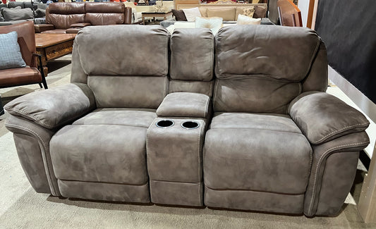 Gray Electric Reclining Suede Sofa
