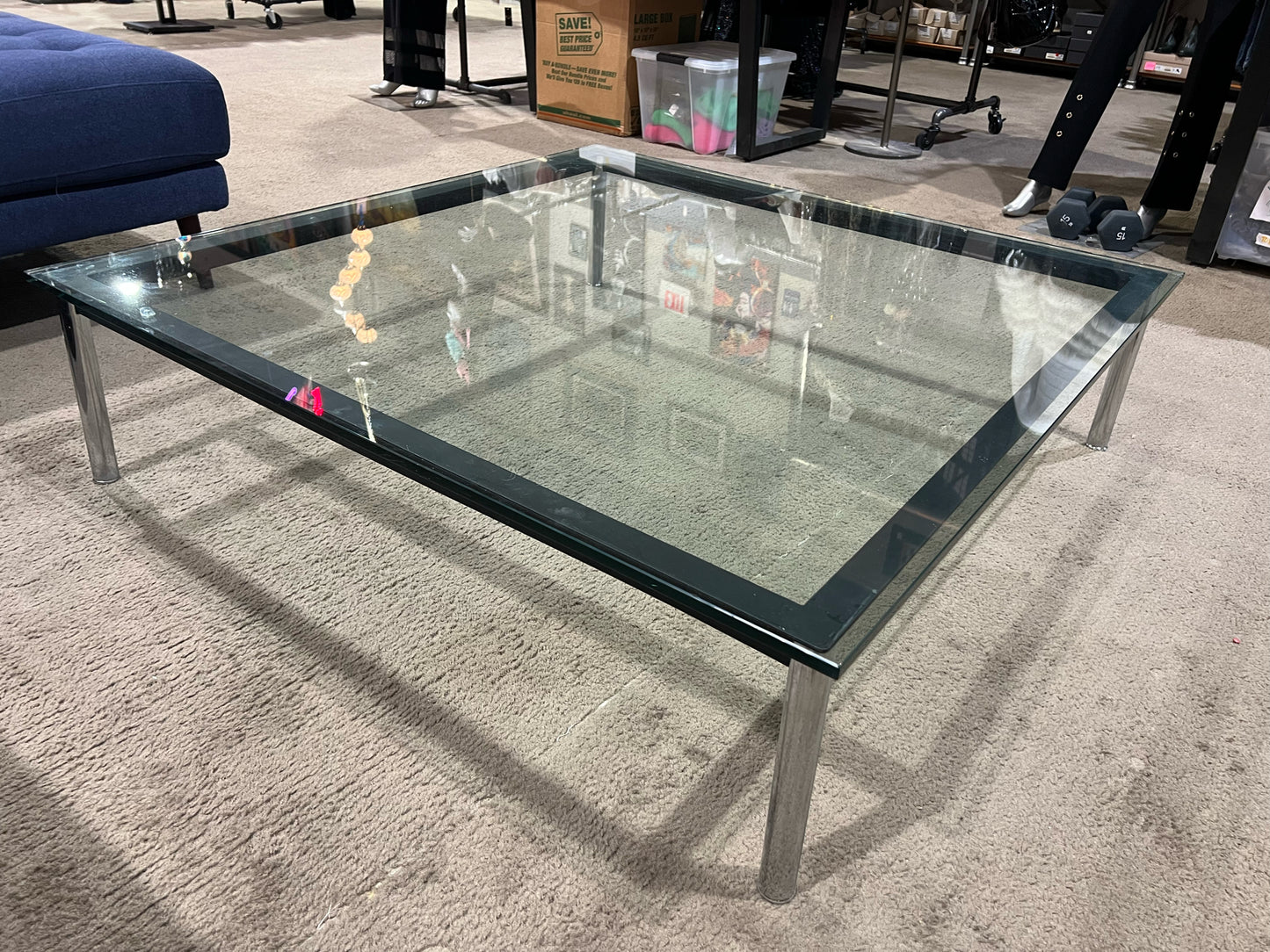 48" x 48" Artemest Glass Top & Chrome Frame "Cassina"Coffee Table