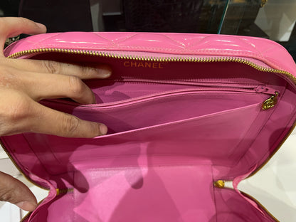 Chanel Pink Quilted Patent Leather Handbag