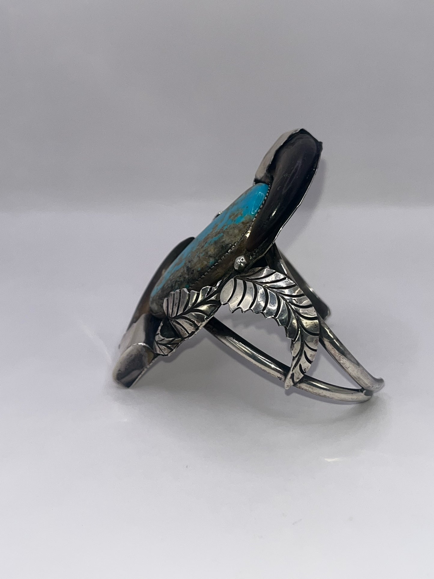 Native Style 925 Sterling Silver Bear Claw & Turquoise Bracelet