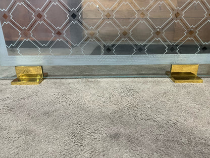 Cut Glass Fireplace Screen w/ Gold Base