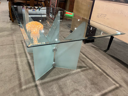 Contemporary Glass Top & Frosted Glass Base Dining Table