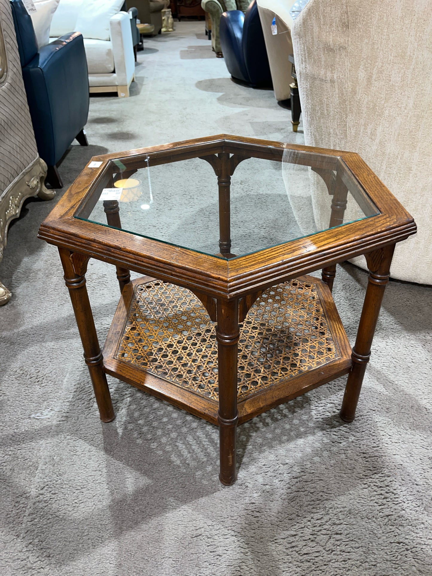 1970's Two Tier Cane Table
