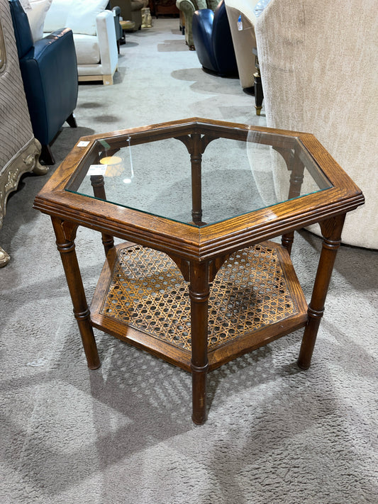 1970's Two Tier Cane Table