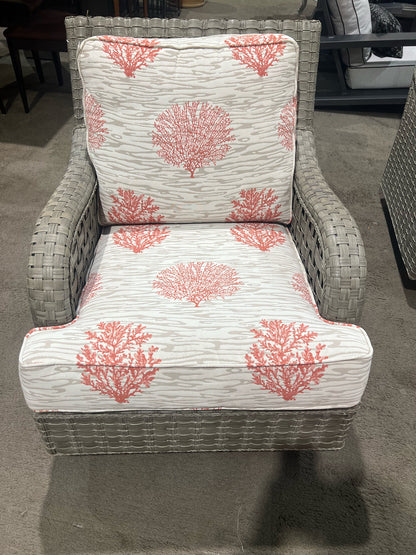 Braxton Culler Gray Wicker & Floral Fabric Outdoor Rocking Chair