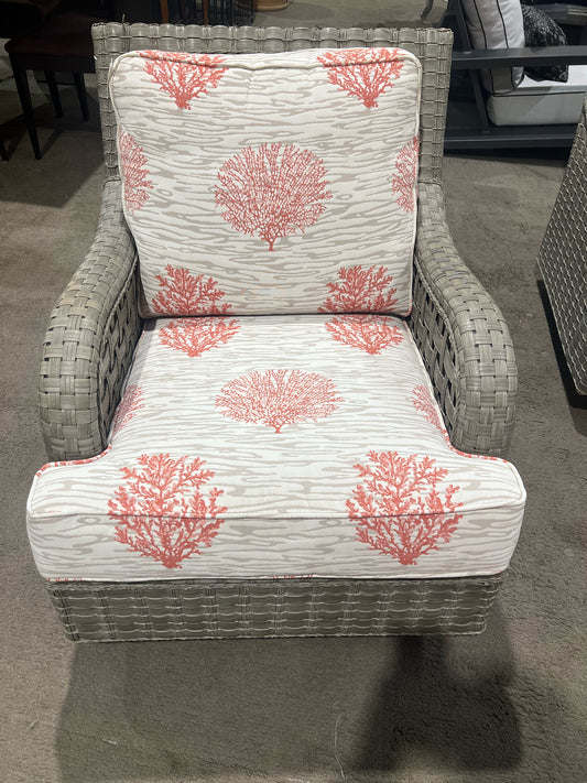 Braxton Culler Gray Wicker & Floral Fabric Outdoor Rocking Chair