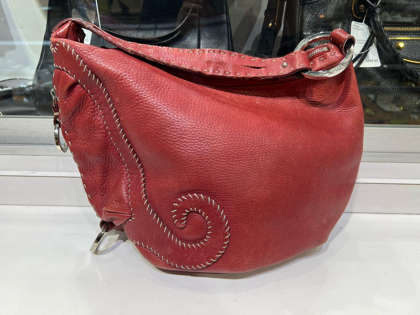 Fendi Red Leather Shoulder Bag