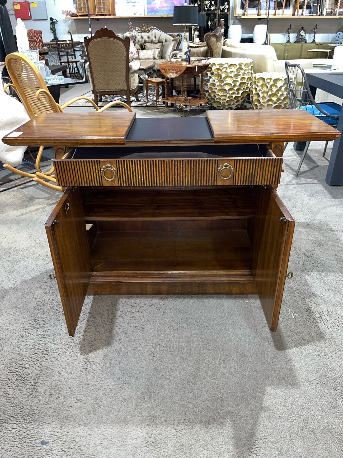 Drexel 1960's Louis XVI Mahogany Bar Cart