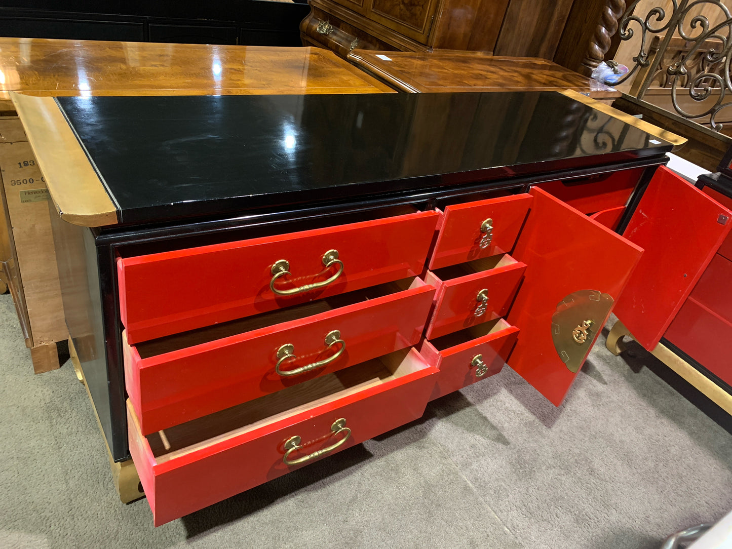 Kent Coffey Red & Black Asian Credenza
