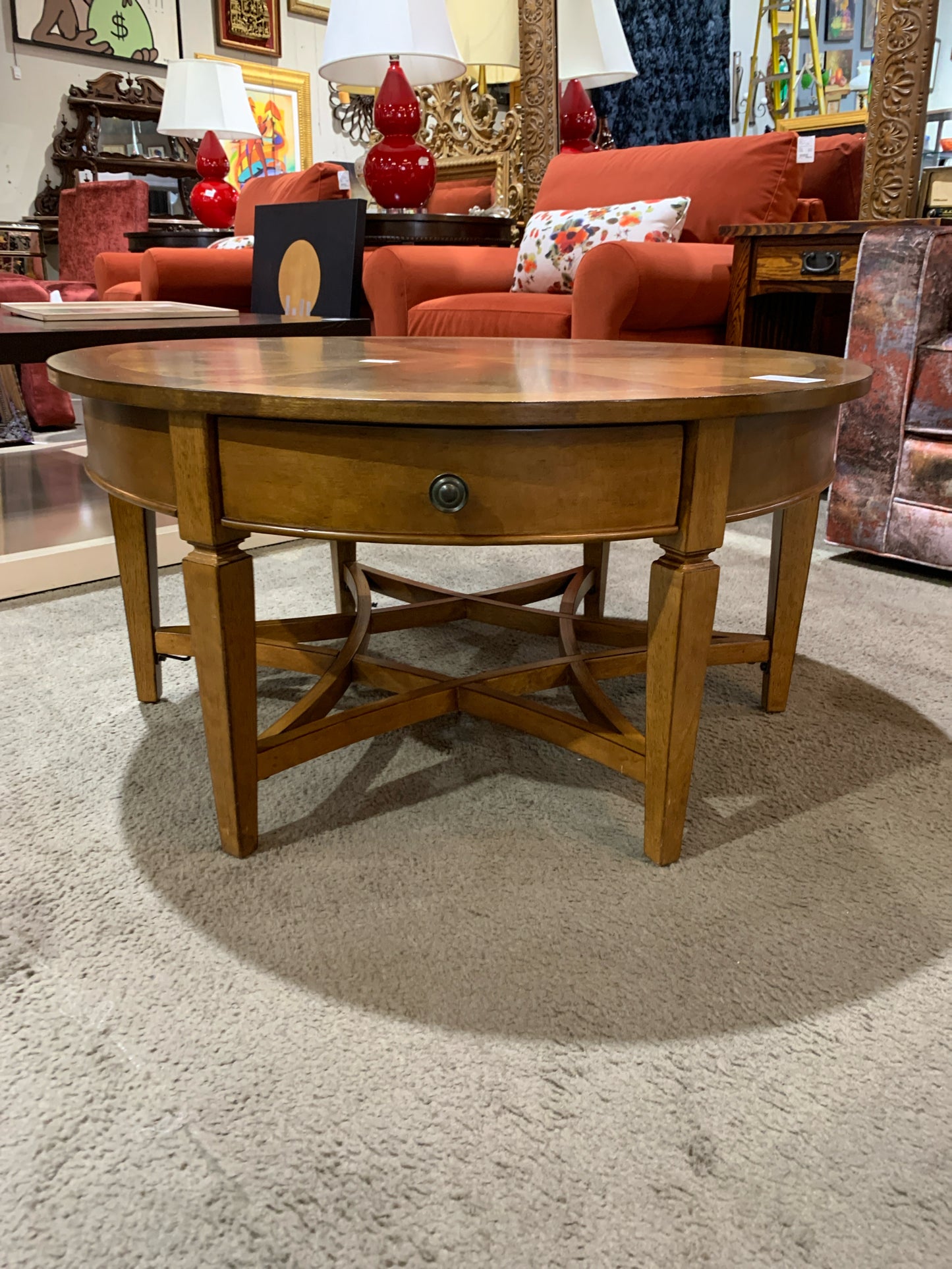 Klaussner Round 2 Drawer Wood Coffee Table