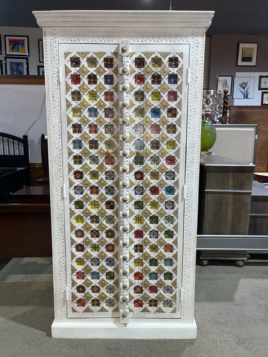 Sierra Living Concepts White Mosaic Wood Armoire