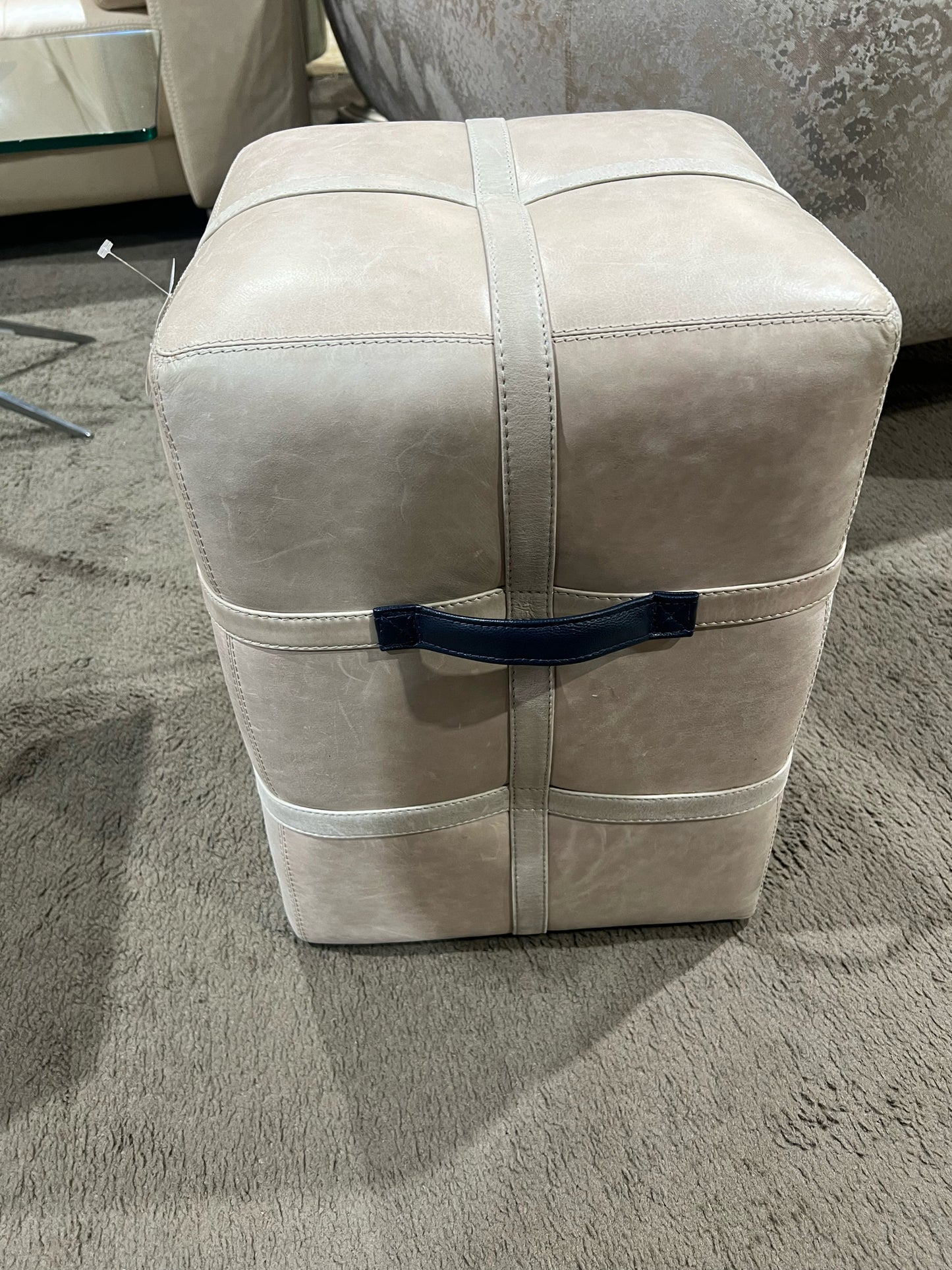 Global Views Brown Leather Ottoman