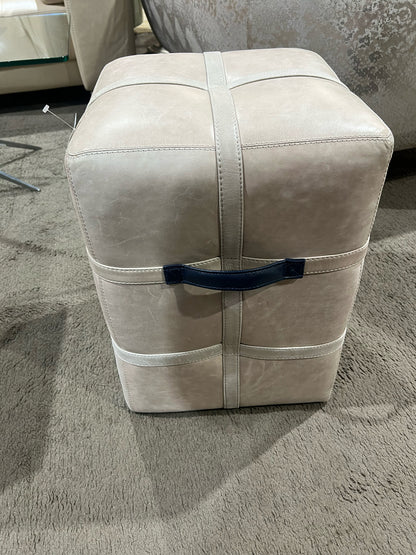 Global Views Brown Leather Ottoman