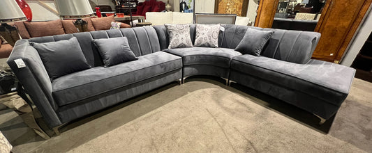 Channel Grey Sectional Tufted Fabric