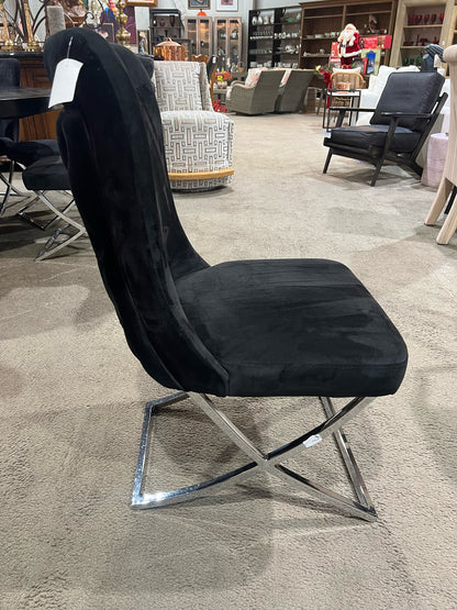 Table & Chairs Black Mahogany Wood & Velvet