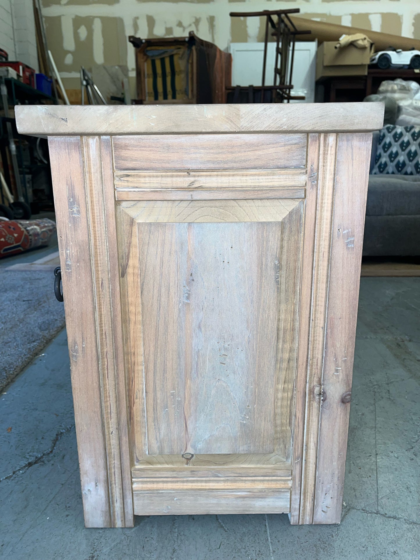 Rustic Wood Nightstand with Carved Star Door