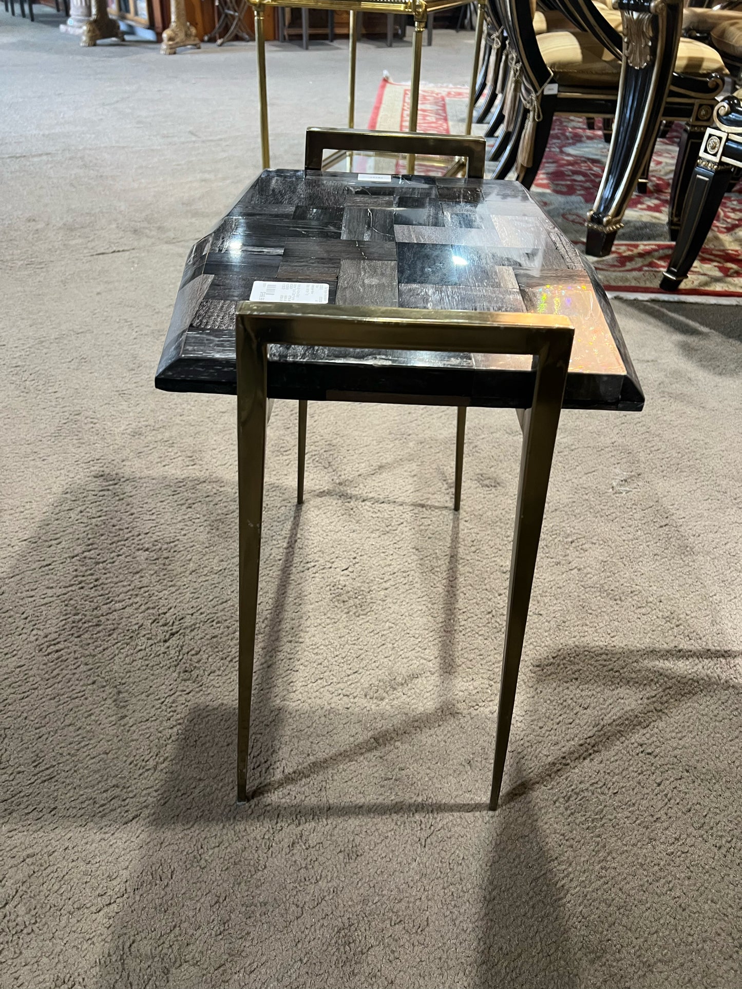 Interlude Home Black Marble Top Table