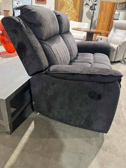 Dark Gray 2 Seat Electric Reclining Fabric Loveseat