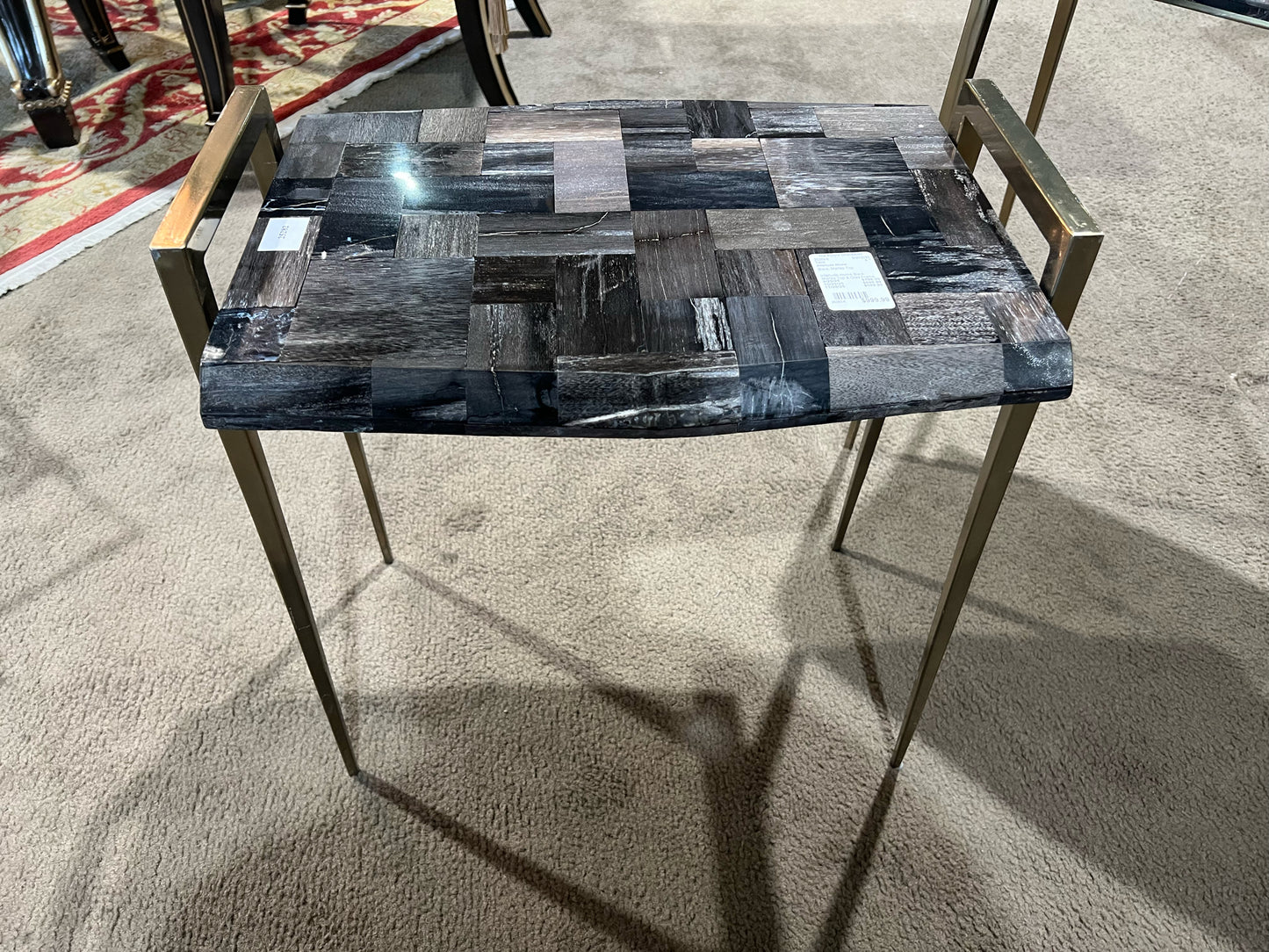 Interlude Home Black Marble Top Table