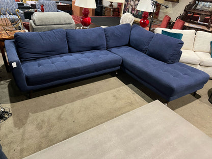 Living Spaces Blue Denim Fabric Sectional