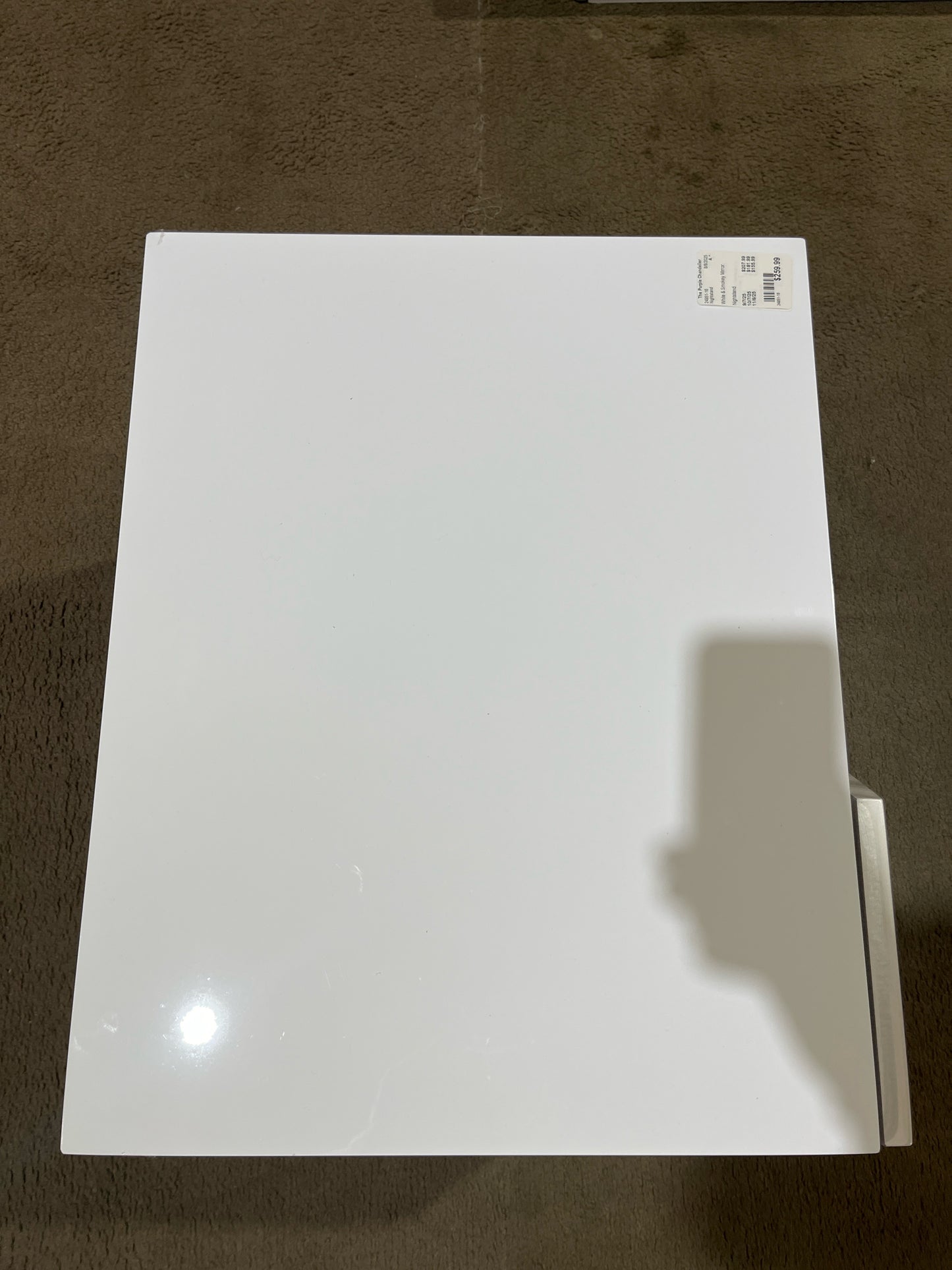 White Lacquered Wood & Smoke Mirror 2 Drawer Nightstand