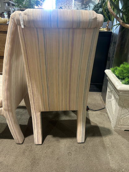 Pastel Strip Blue & Pink Dining Chair Button Tuft Seat