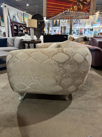 Low Custom Snakeskin Fabric Loveseat Set
