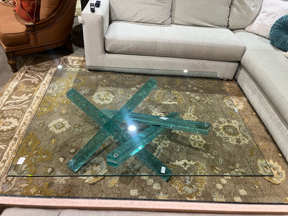 Abstract Crackled Glass "Jack Base" Coffee Table