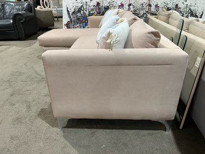 Rose Fabric & Chrome 85"' Sectional