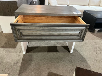 Bernhardt Gray & White Wood Goodman Nightstand