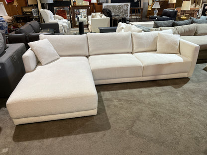 White Boucle Fabric Sectional Sofa Set