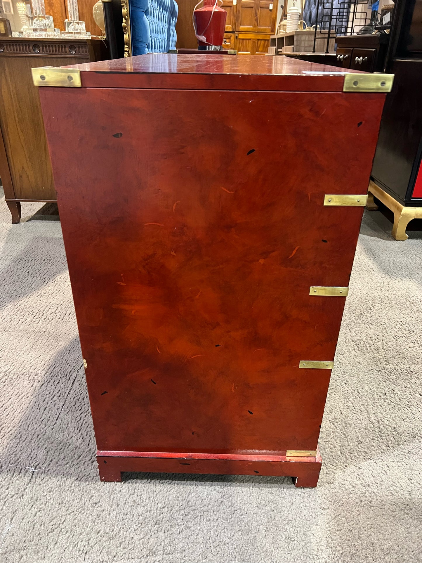 Century 4 Drawer 2 Door Red Wood Campaign Chest
